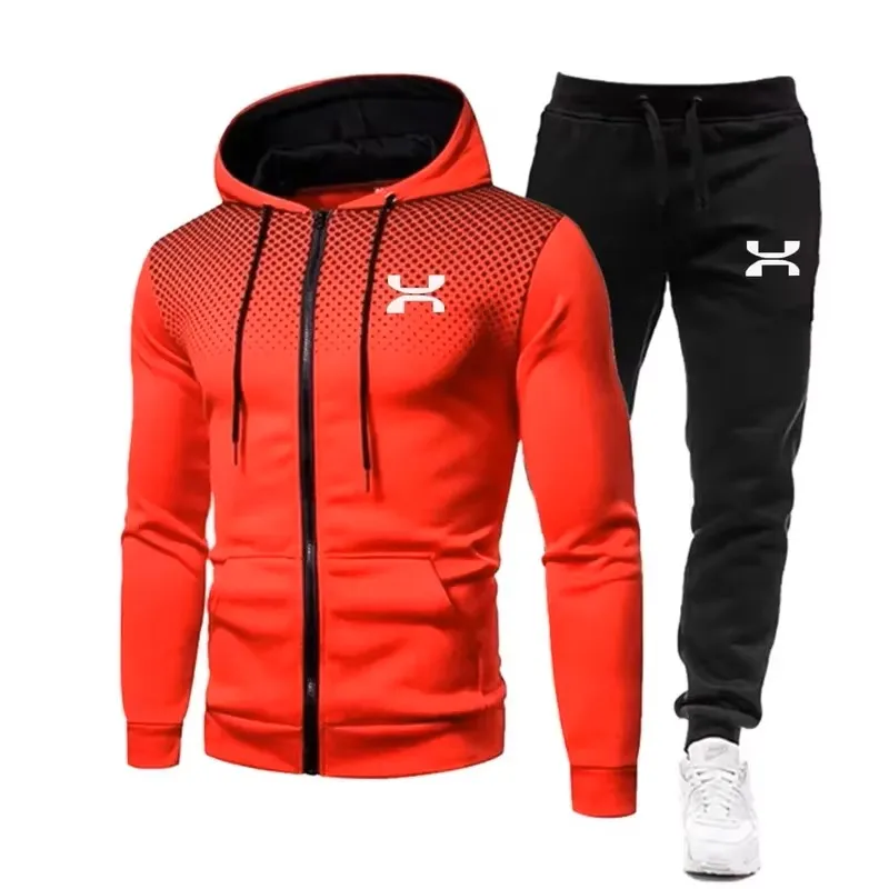 Men\'s fashionable hooded hoodie Professional fitness running winter sportswear 2024