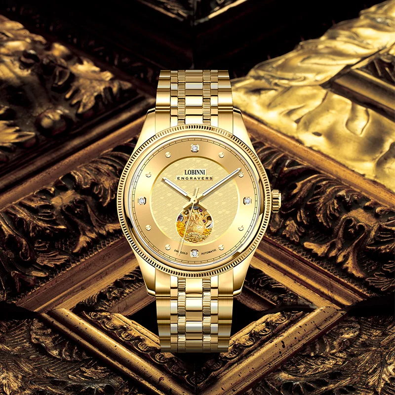 LOBINNI New Arrival High-End Skeleton Automatic Watch Men Stainless Steel Male Wrist Watch For Sales