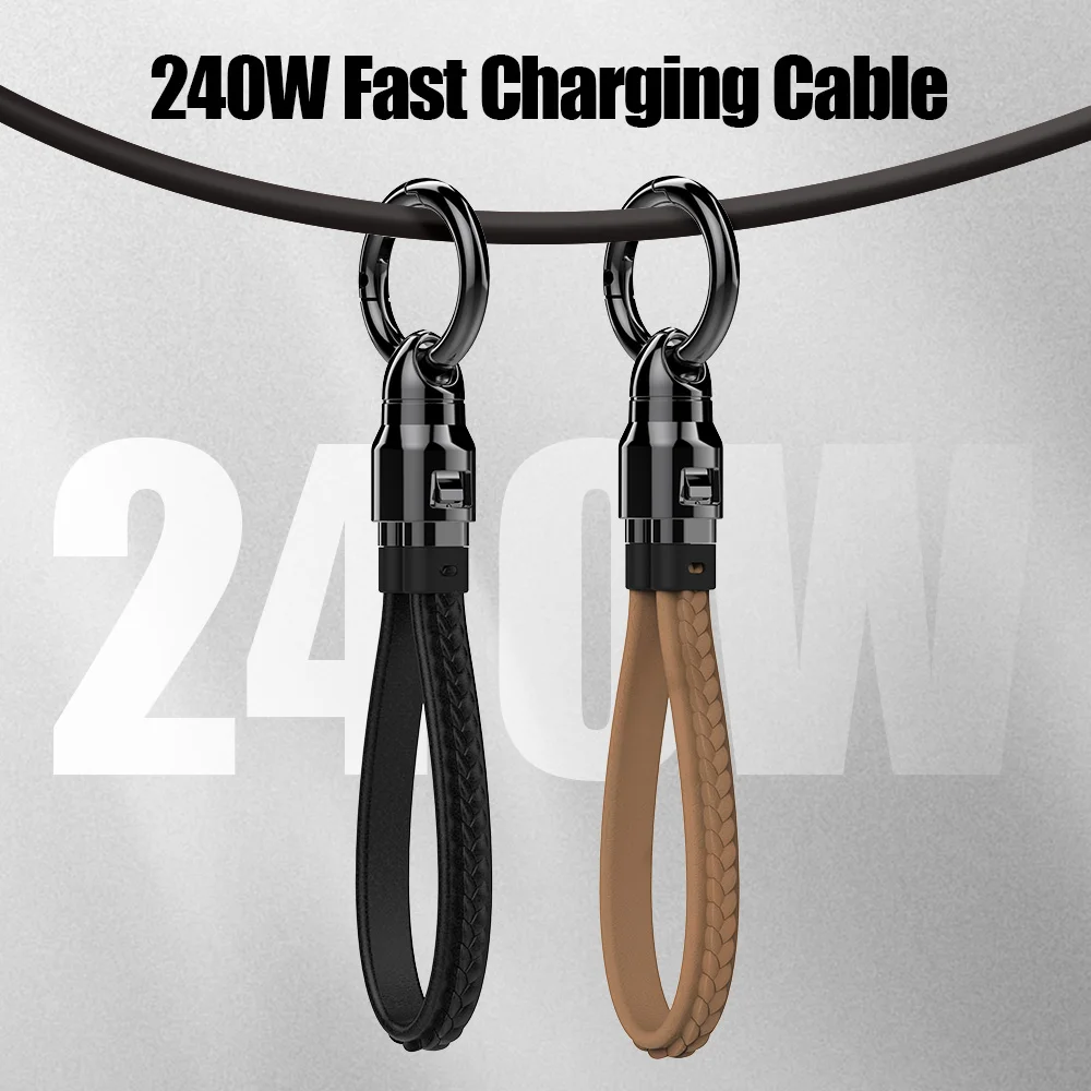 

240w fast Phone Charms charger USB CtoC Leather Keychain Charger Compatible iPhone Xiaomi Huawei