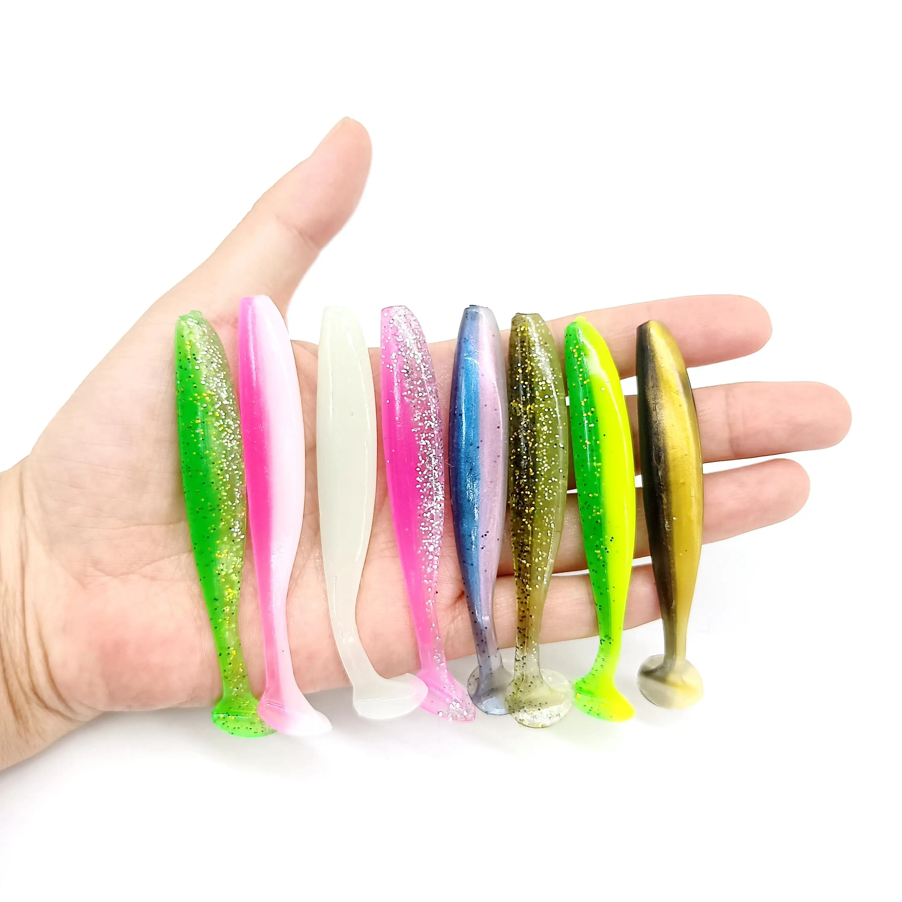 DUODUOYU 5PCS Shad Wurm Weichen Köder 4,2g/90mm T Schwanz Jigging Wobbler Künstliche Silikon Swimbait Bass hecht Angelgerät – Detail 2
