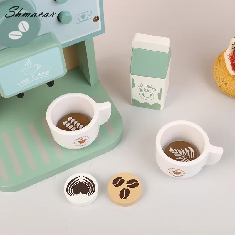 

Kids Kitchen Toy Set Wooden Coffee Maker Set Simulation Cookie Maker Kit Pretend Play Educational Toys Gifts For Girls Boys