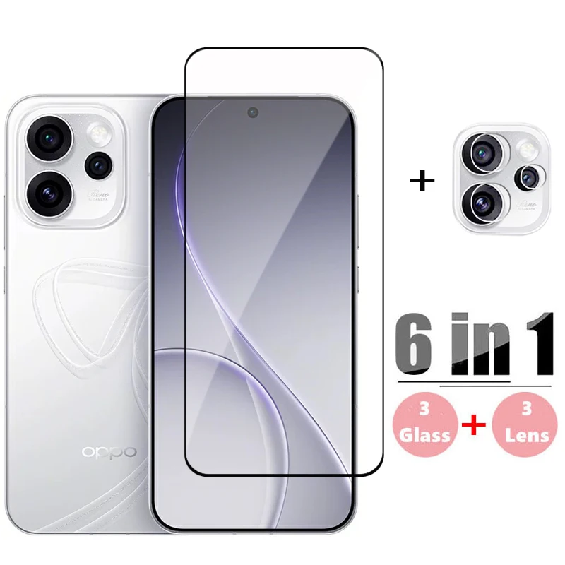 6in1 Full Cover Glass For OPPO Reno15 Pro Tempered Glass Reno 15 Pro Screen Protector Protective Phone Lens Film OPPO Reno15 Pro