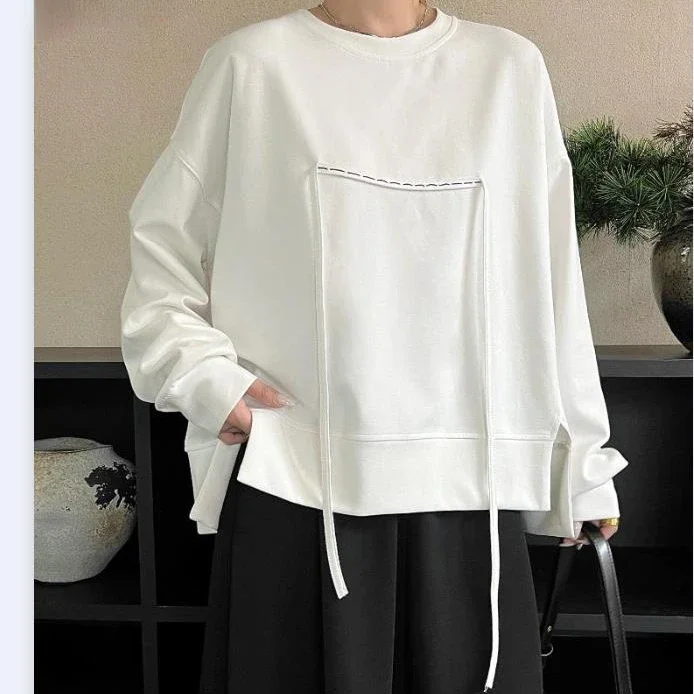 fashion women white sweatshirts  streetwear women casual loose pullovers femme tops