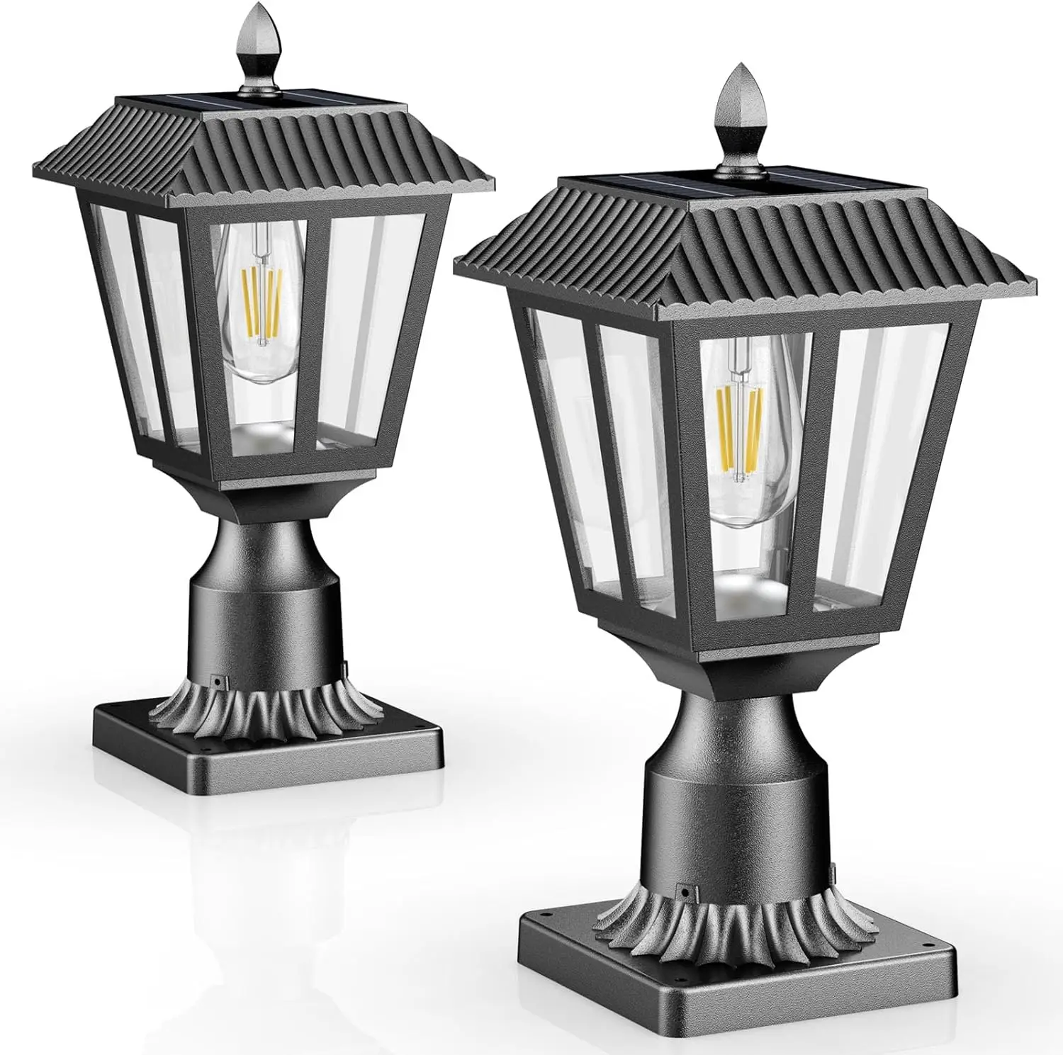 

Уличные солнечные светильники на столбах - теплый белый свет, водонепроницаемые IP45, для сада, двора, ландшафта, декоративный комплект из 2 ламп
