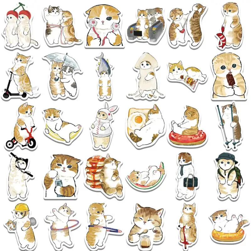 Cute Cat Stickers | 64 PCS | Vinyl Waterproof Stickers for Laptop,Guitar,Motorcycle,Bike,Skateboard,Luggage,Phone