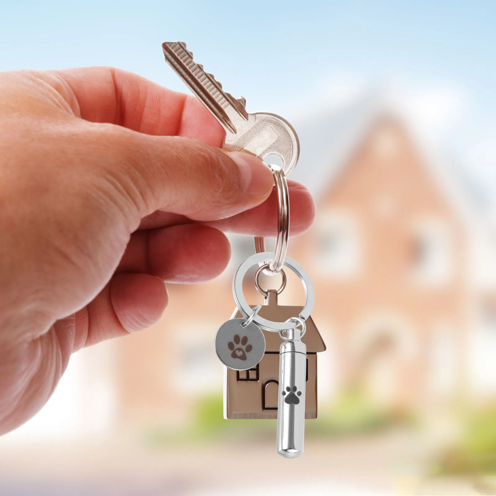 

Mini Urn Key Chain Pendant For Pet Ashes Cremation Jewelry Memorial Ash Container Bag Hanging Ornament Metal Holder