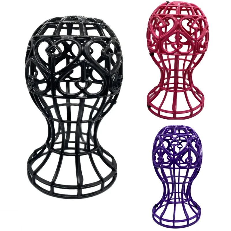 Quality Stand 3 Color Lantern Shape Plastic Wig Stand Hat Cap Holder Foldable Multi-Purpose Wig Head Stand Wig Accessories