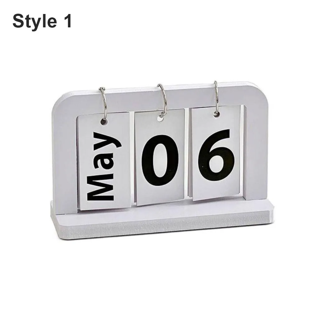 

1Pcs New Page Turning Wooden Calendar Ornament Month Date Display Simple Desk Calendar Craft Prop Office Desktop Home Decoration