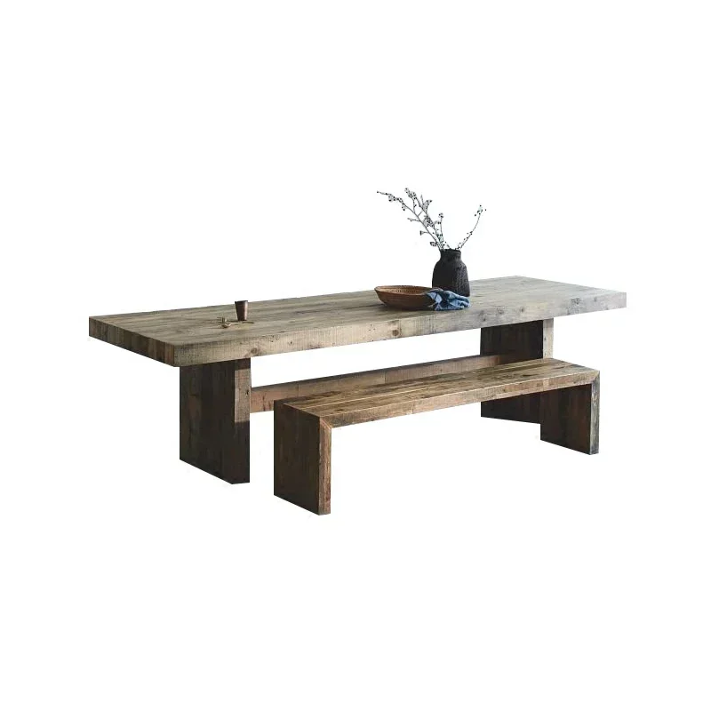

Dining Table Tea Table Long Table Mid-Ancient Solid Wood Kitchen Island Modern Log Style