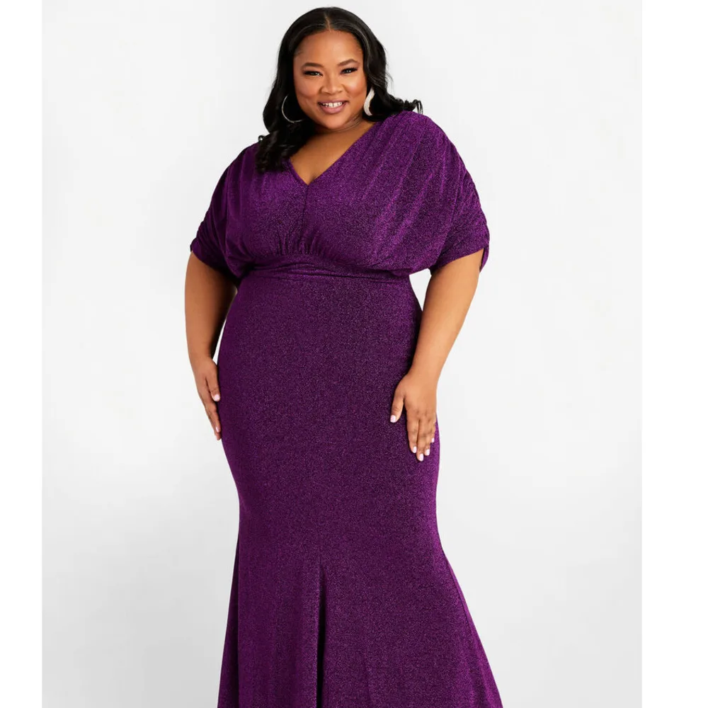 Plus Size Dresses New Large Women\'s Ceremony Party V-neck Fashion Large Dress Elegant Slim Solid Color African Formal Dress