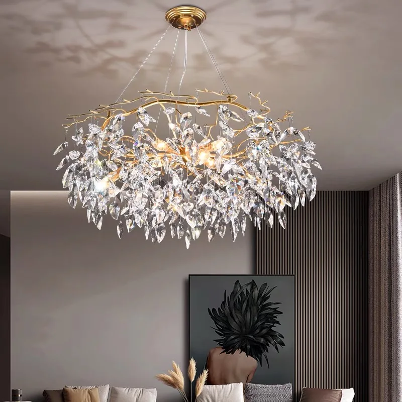 Modern Luxury Crystal Chandelier Lighting Led Lustre Pendant Light Fixture for Living Room Hotel Hall Home Decor Hanging Lamp