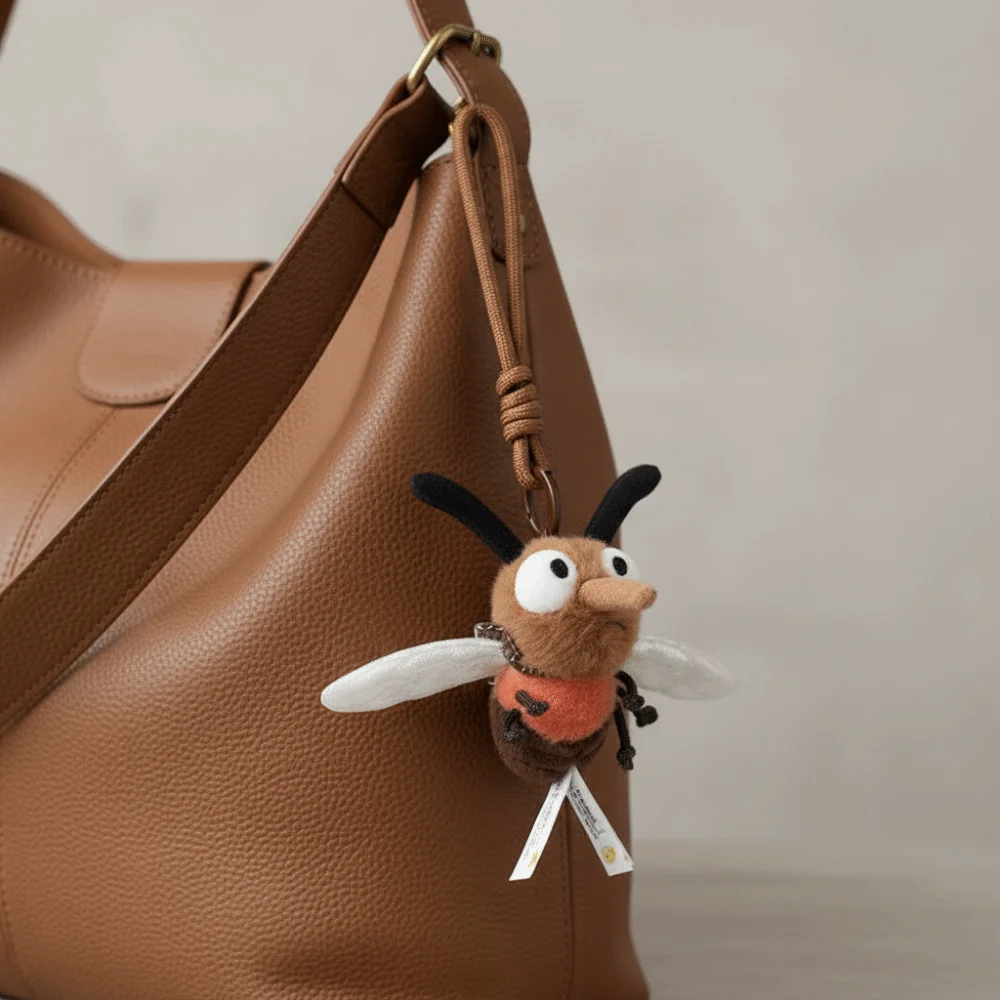 Adorable Stuffed Animal Mosquito Pendant Funny Insect 14cm Mosquito Insect Cartoon Stuffed Mosquito Keychain Halloween Gift