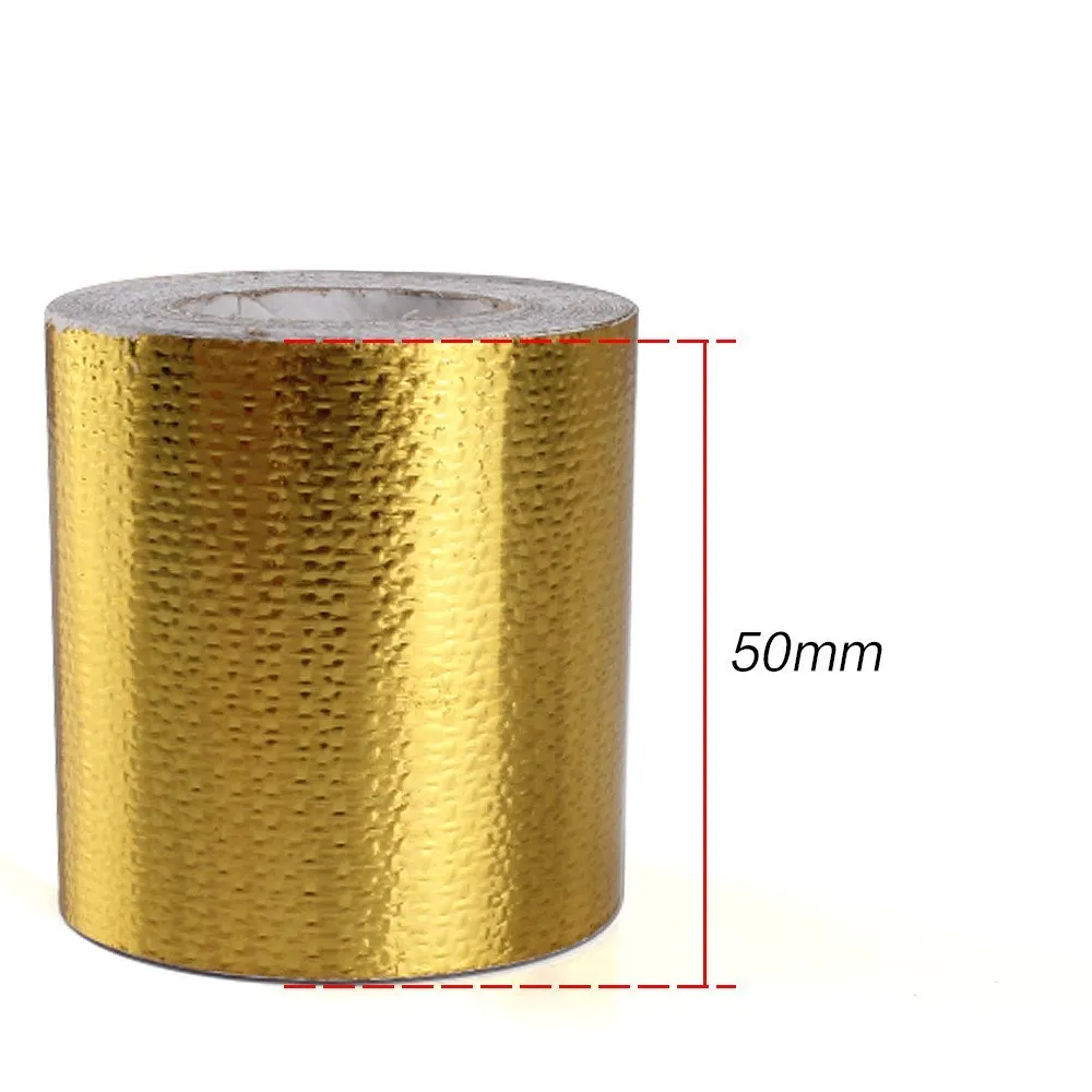 Gold Thermal Exhaust Tape 5/9/10M Air Intake Heat Insulation Shield Wrap Reflective Heat Barrier Self Adhesive Engine Universal