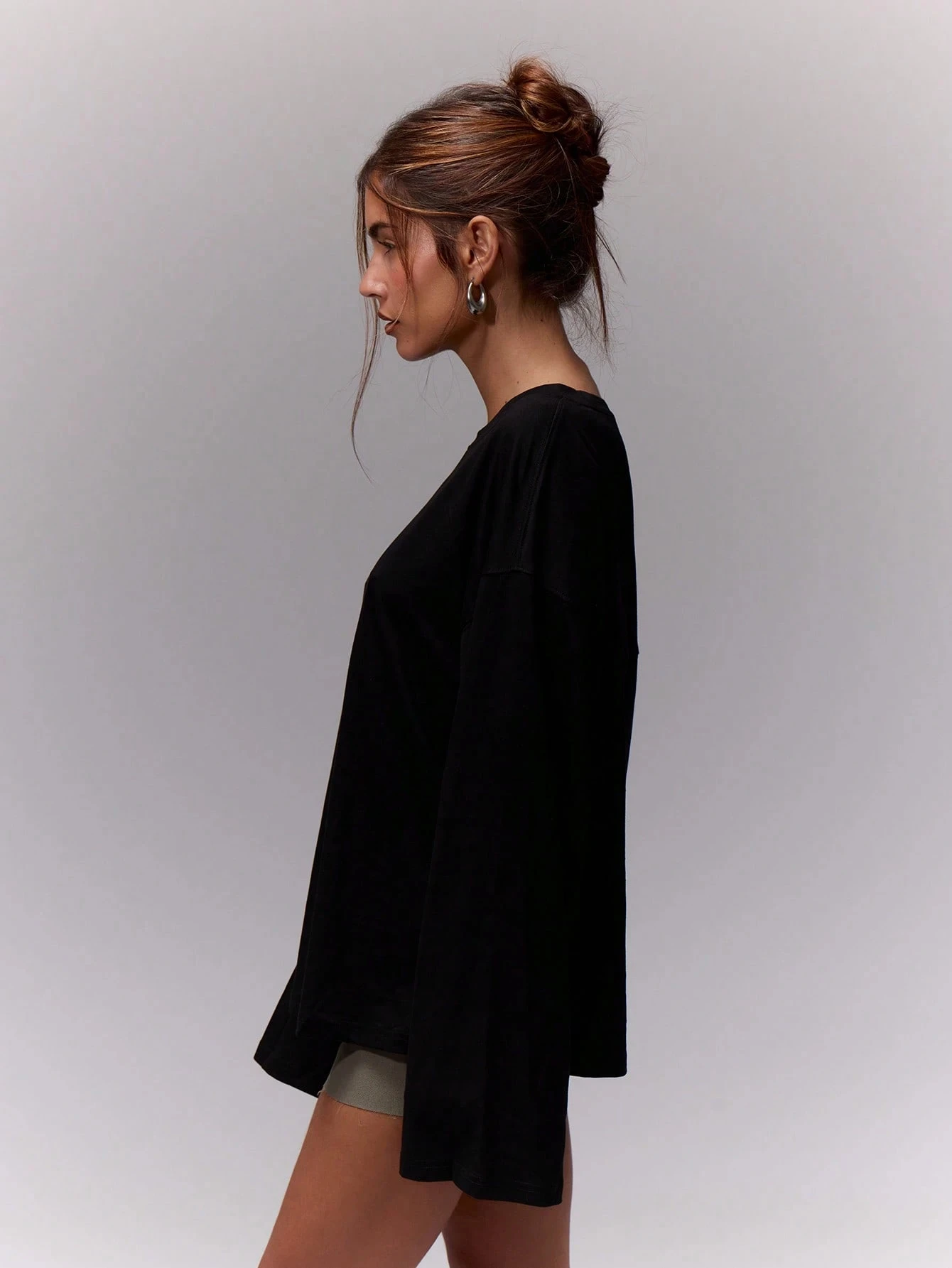 M loose long sleeved shirt casual cute daily oversized T-shirt airport vacation all seasons oversized t shirt