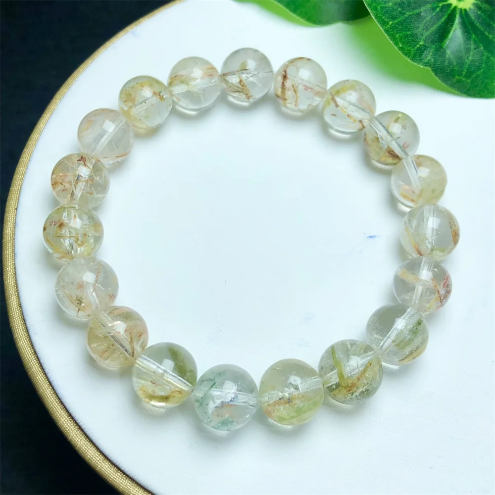 Natural Mica Rutilated Phosphorite Quartz Bracelet Fashion Gemstone Jewelry Reiki Healing Gift For Women 1pcs 10/11/13MM