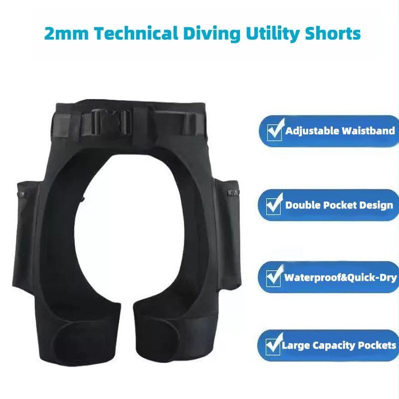 

2mm Tech Dive Spearfishing Utility Shorts for Men with Tool Pockets, Snorkeling Surf Quick Dry UPF