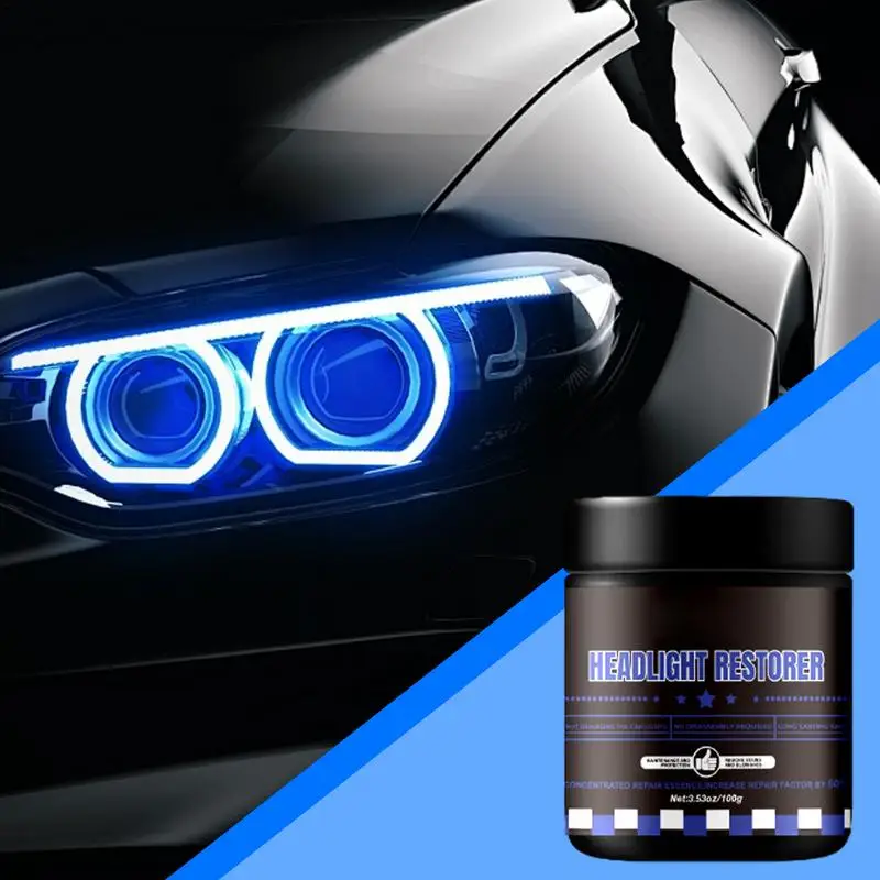 Headlight Lens Restorer Headlight Polish With Sponge 3.53oz Auto Headlight Scratch Restoring Fluid For Yellowing Oxidation Cloud