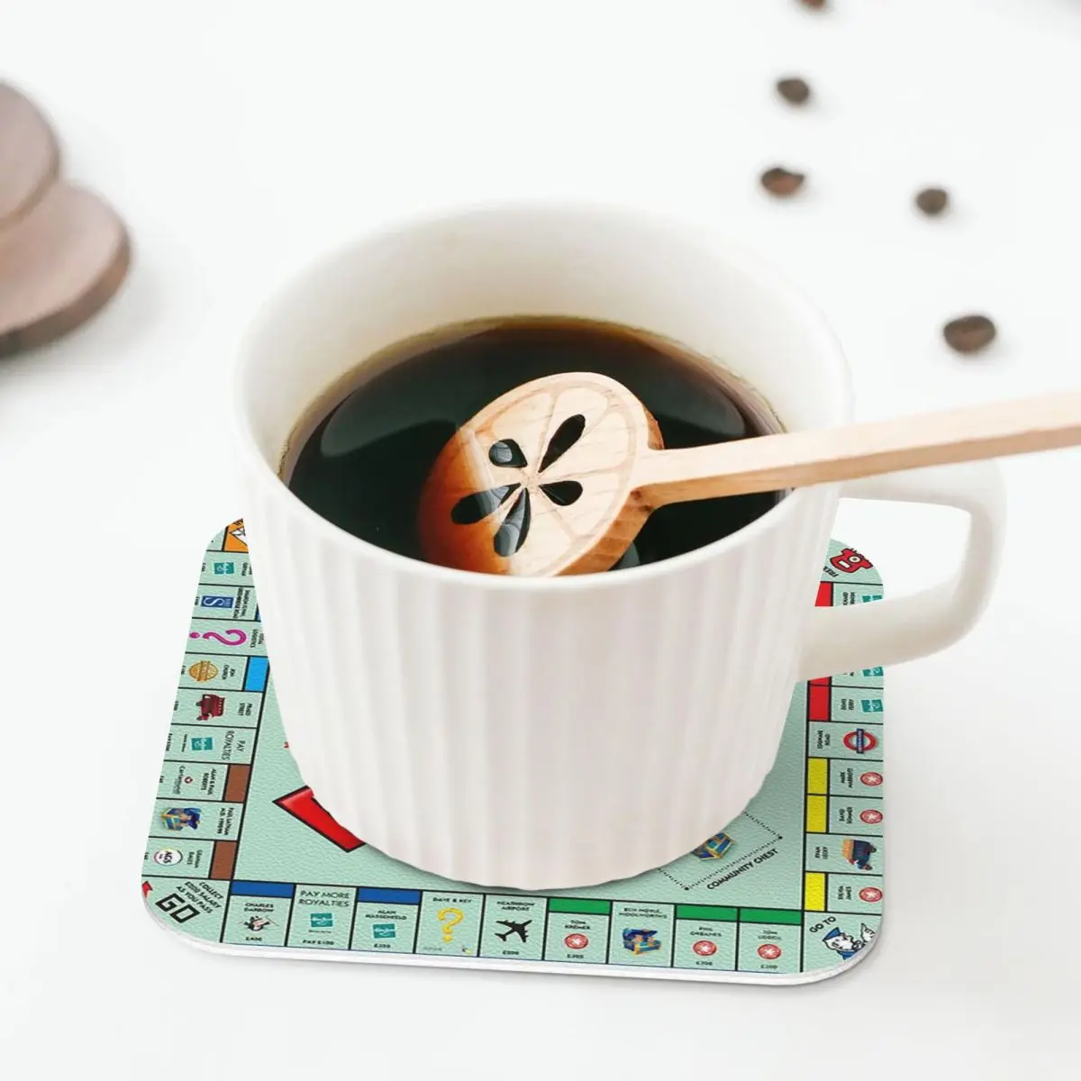 Monopoly Board Game Classic Coasters Kitchen Placemats Non-slip Insulation Cup Coffee Mats For Decor Tableware Pads Set of 4