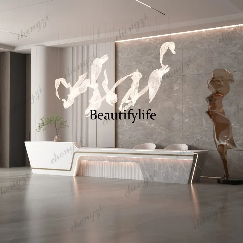 a68 Long Company Reception Desks Executive Welcome Display Aesthetic Reception Desks Design Luxury Escritorio