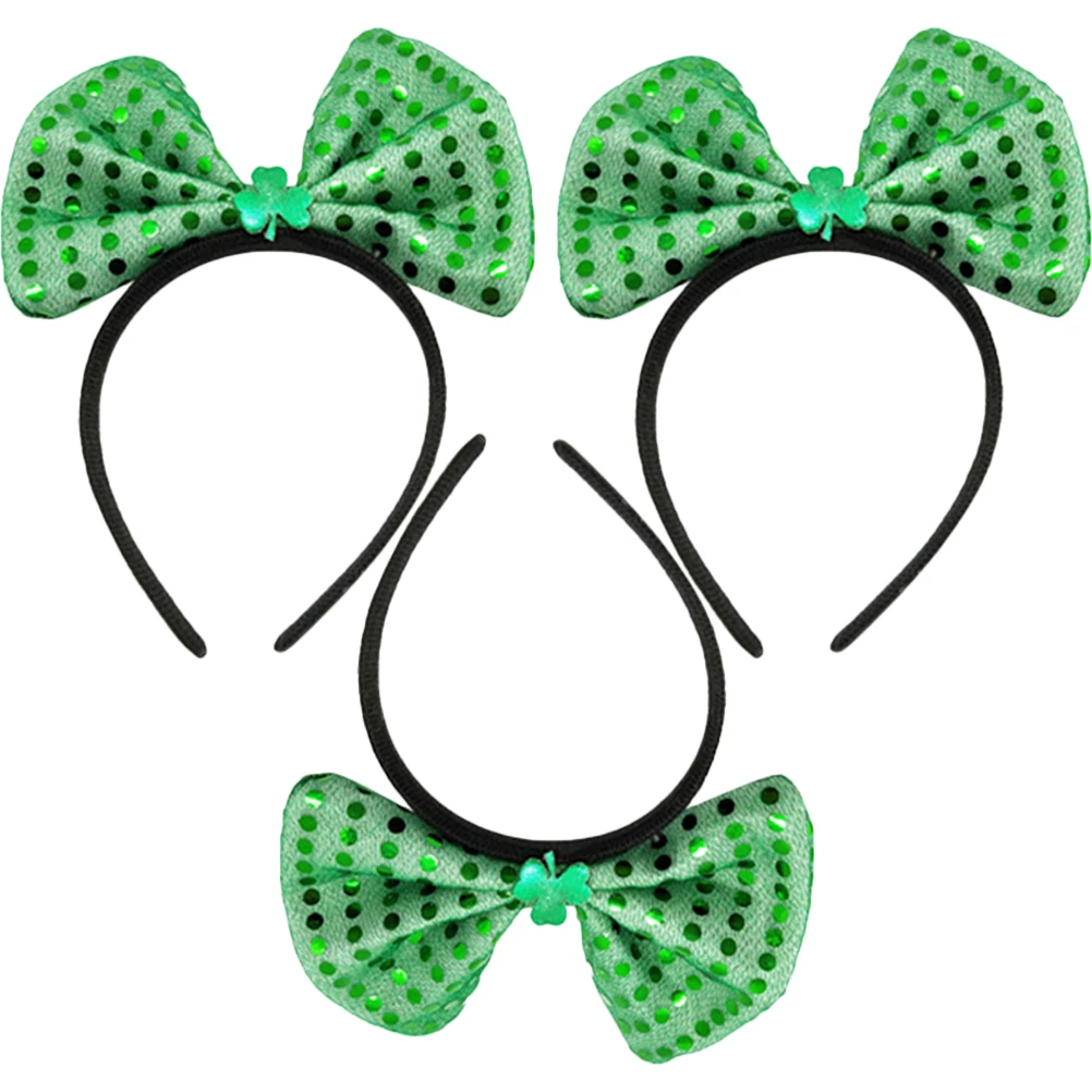 

3 Pcs Green Bow Headb Hair Accessories for Patrick Day Festival Party DIY Decorations Lightweight Kids Gift