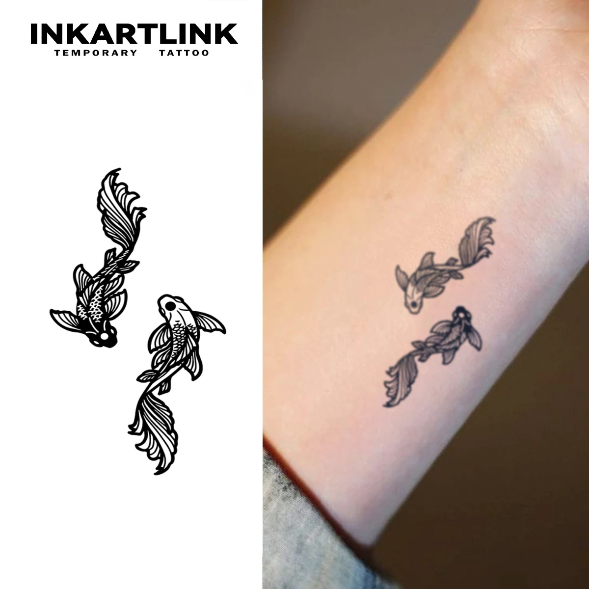 INKARTLINK الحوت الوشم التصحيح 1-2 أسابيع طويلة الأمد الحد الأدنى مقياس خط مقاوم للماء الوشم المؤقت المعصم الديكور 3 قطعة