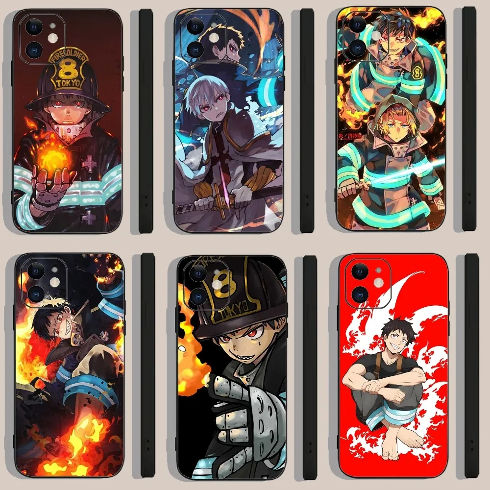 Shinra-funda de Anime para teléfono móvil, carcasa de Manga de la fuerza de fuego para Iphone 15, 11, 13, 14 Pro Max, 7, 8 Plus, X, Xr, Xs Max, Se2020, 12mini