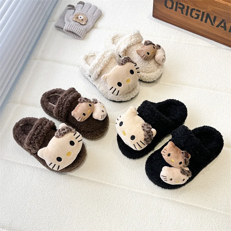 

Kids' Slippers House Shoes Fashion Cotton Cartoon Winter Shoes For Girls Warm Anti-slip Soft Bottom Black White Shoes Size 26-37