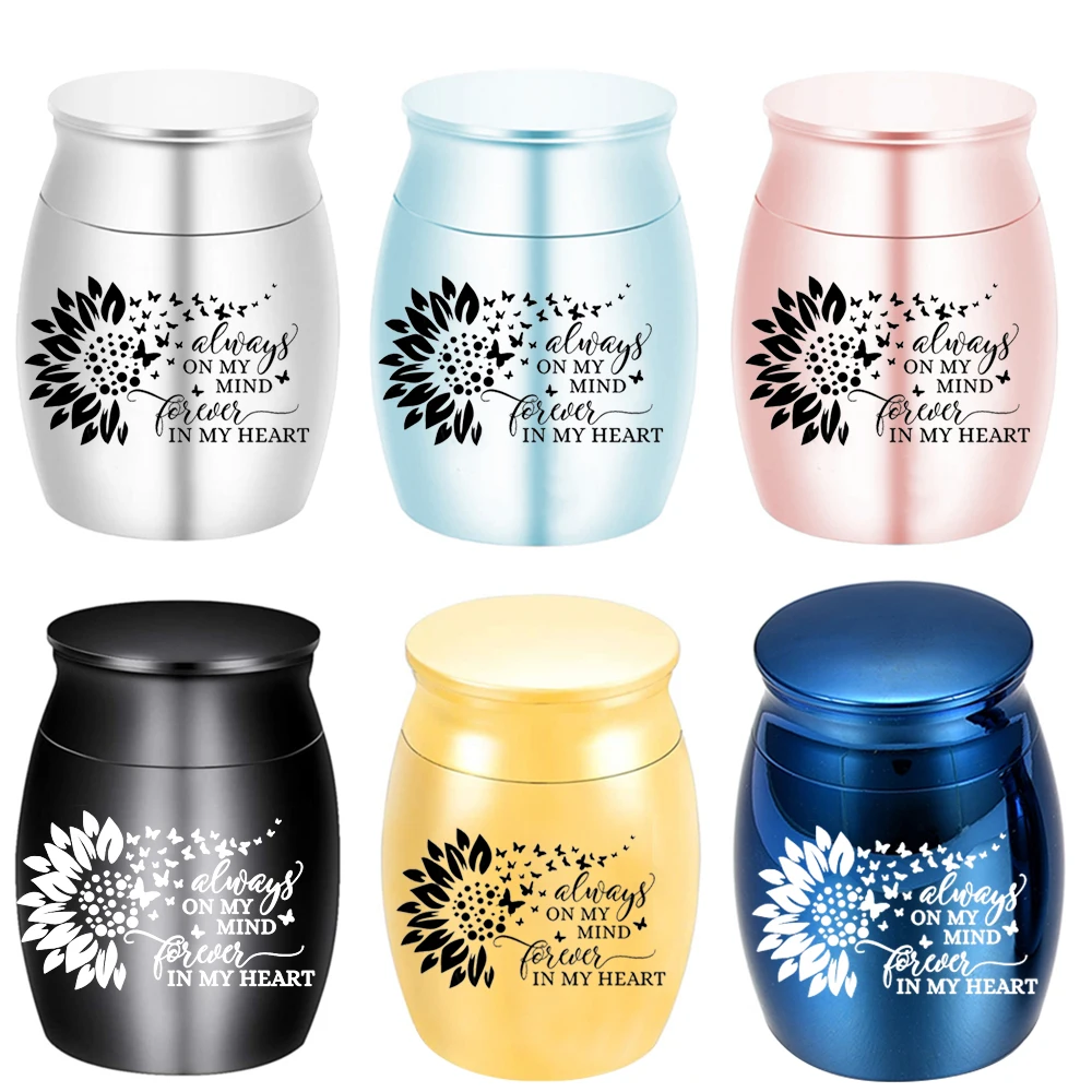 Small Keepsake Urns for Human Ashes -Sunflower Pattern Cremation Urn for Ashes Waterproof Aluminium alloy Memorial Ashes Holder