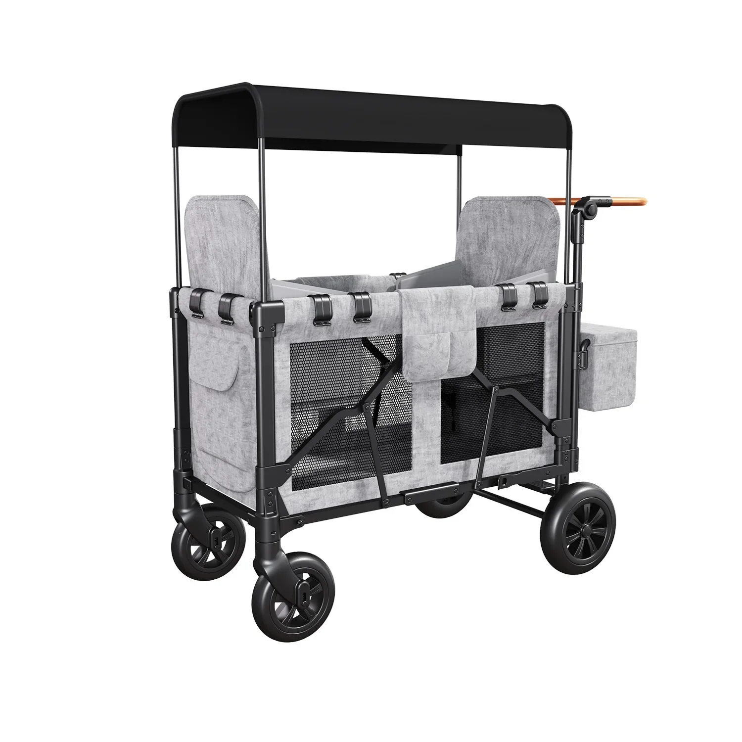 Extra Large Collapsible Garden Cart, Folding Wagon Utility Carts With Removable Canopy & Wheels, Outdoor Camping Wagon Cart