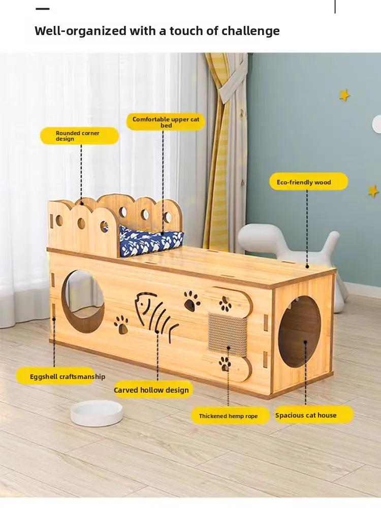 Season-Universal Wooden  House Tunnel Toy Detachable  Hole Pet Nest Mid-Sized Large-Sized Small-Sized  Furniture