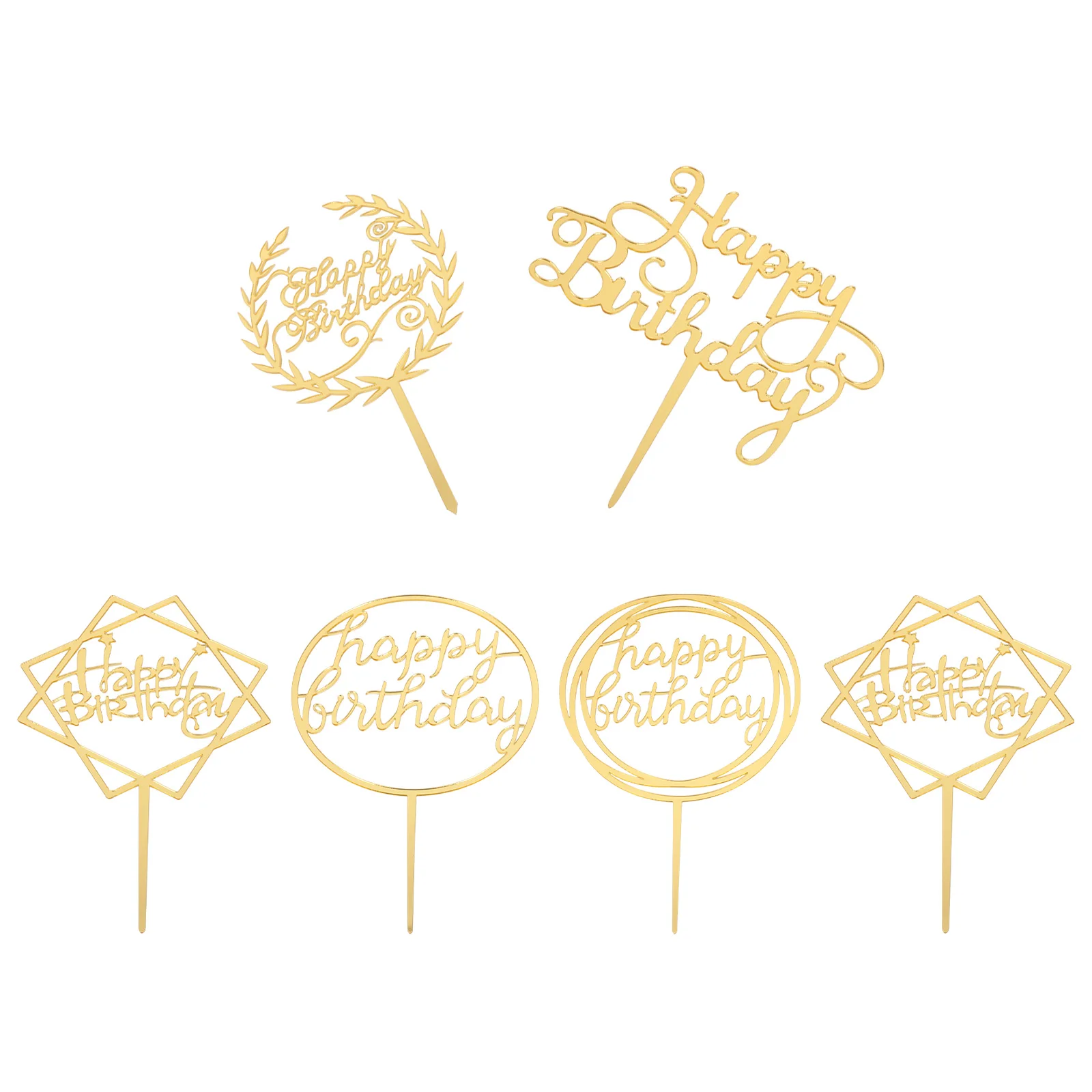 

6 pcs Cake Toppers Acrylic Insert Picks Rich Colors Birthday Cake Topper Decor Reusable