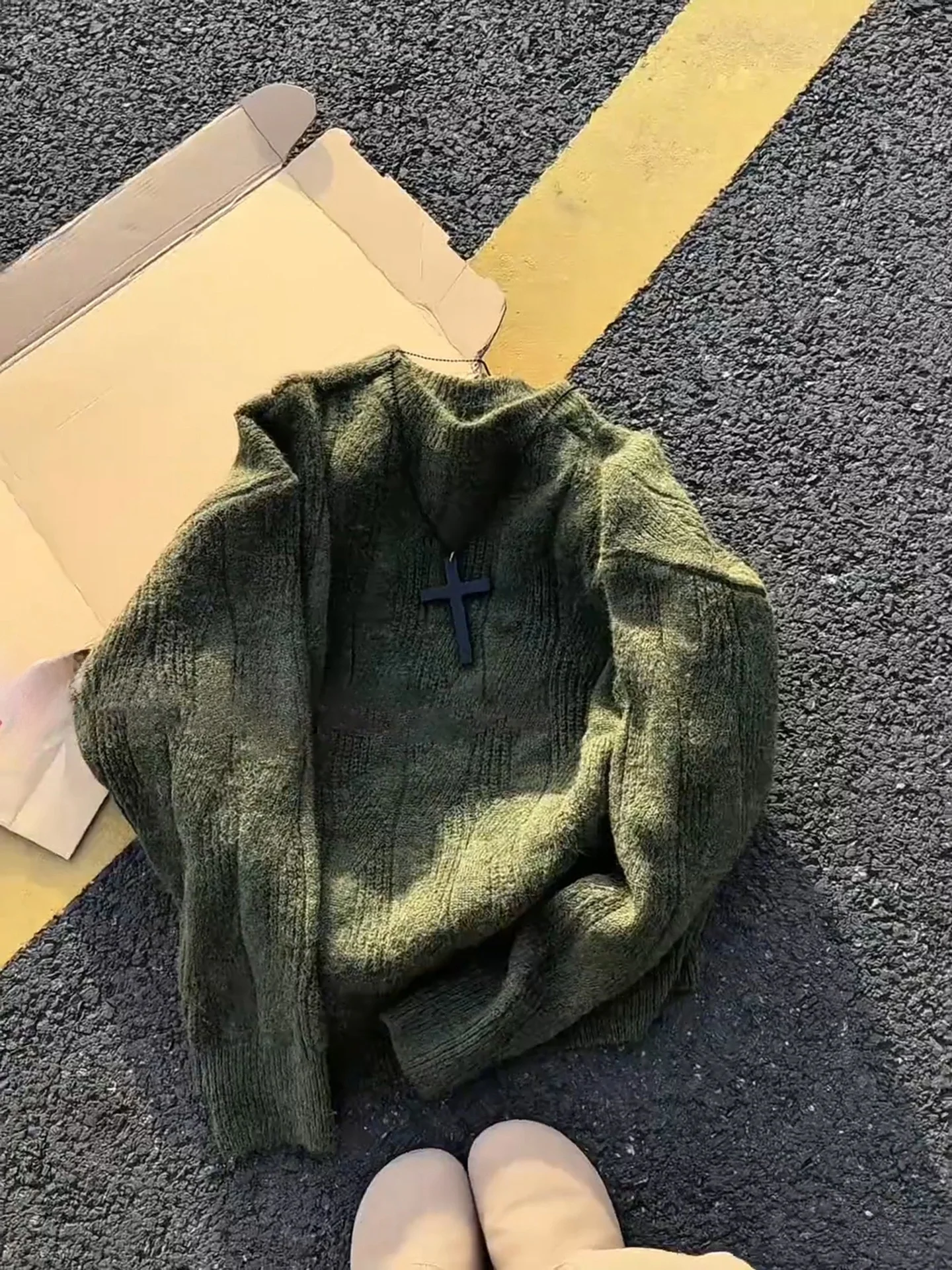 

American Retro Thiened een Plaid Sweater Men's High-End Feeling Winter round Ne Base Knitted Wear Resistant Polyester F...