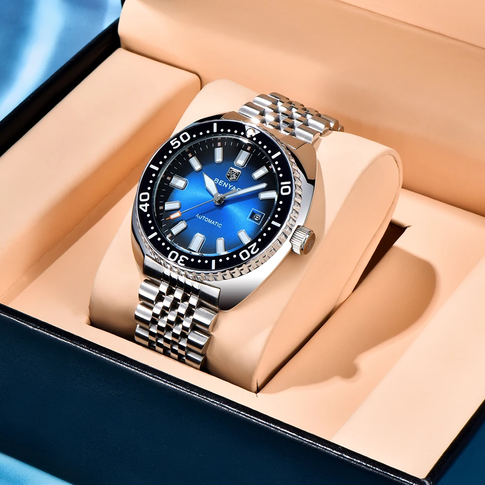 

Мужские механические часы BENYAR 2026 года, 42 мм, водонепроницаемые до 50 м, автоматические спортивные часы для дайвинга, топ-бренд