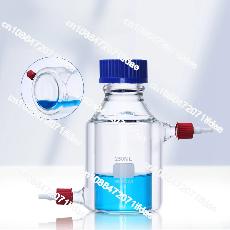 Double Screw Reagent , Jacketed Glass , Reactor, Magnetic Stirring Bottle, Short Blue Cap Reagent Bottles