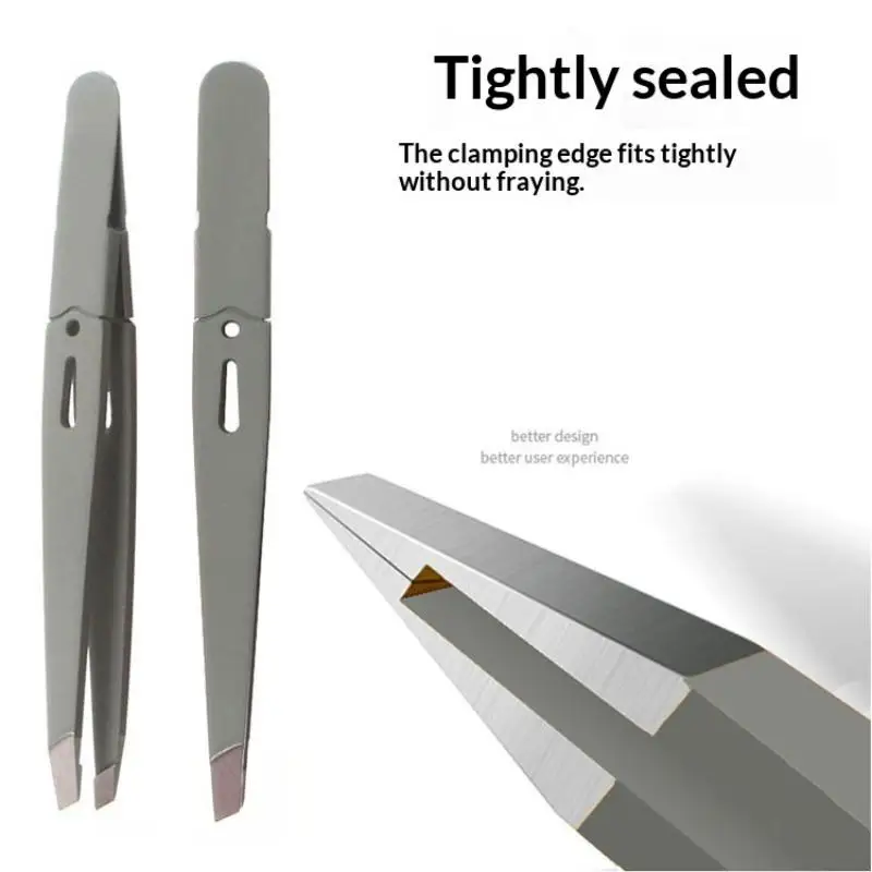 Hot Sale Stainless Steel Eyebrow Tweezers 1Pcs Angled Tip Hair Removal Tweezers For Eyebrow Beard Trimming