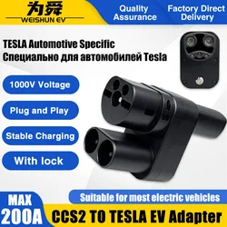 Electric Vehicle Charger Tesla Adapter 200A Type 2 CCS2 To NACS With Lock Converter For EV Car Model X Y 3 And 2023 Accessories