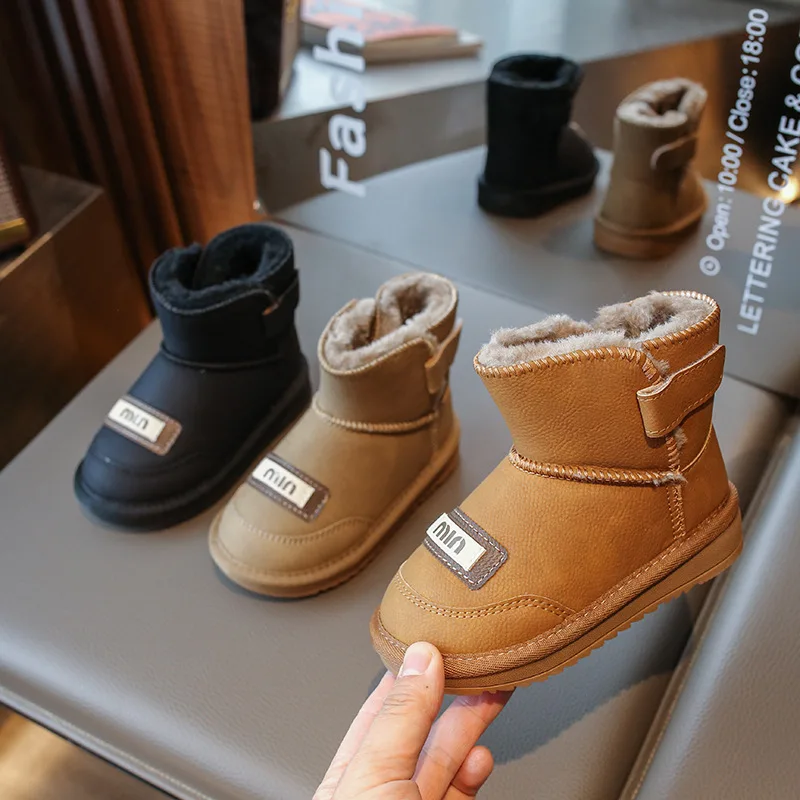 

2025 детские зимние зимние сапоги, теплая замшевая детская обувь на хлопковой подкладке, модная обувь для мальчиков и девочек
