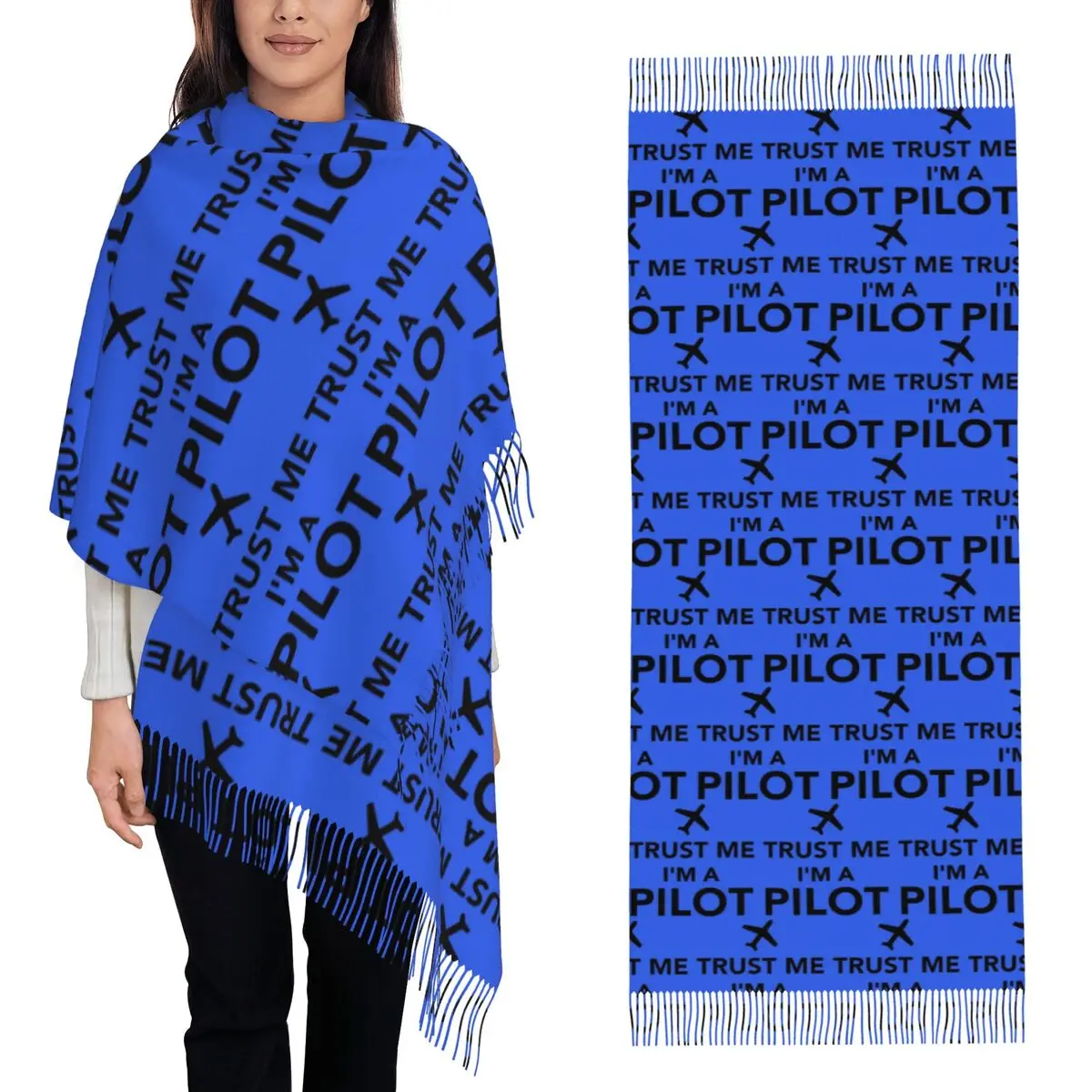 

Trust Me IM A Pilot Plane Летающий Самолет Авиационный Подарочный Шарф Шарфы с кисточками Женские Шали и накидка Большая осенне-зимняя шаль