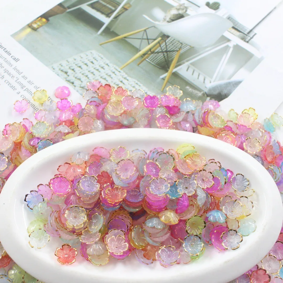 10mm 325pcs DIY five petal flower beads scattered beads, with a variety of colors, can be used for various productions.