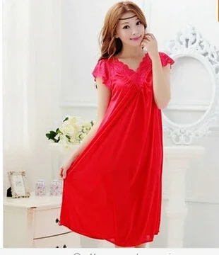

women red lace sexy nightdress girls plus size Large size Sleepwear nightgown night dress skirt Y02-4