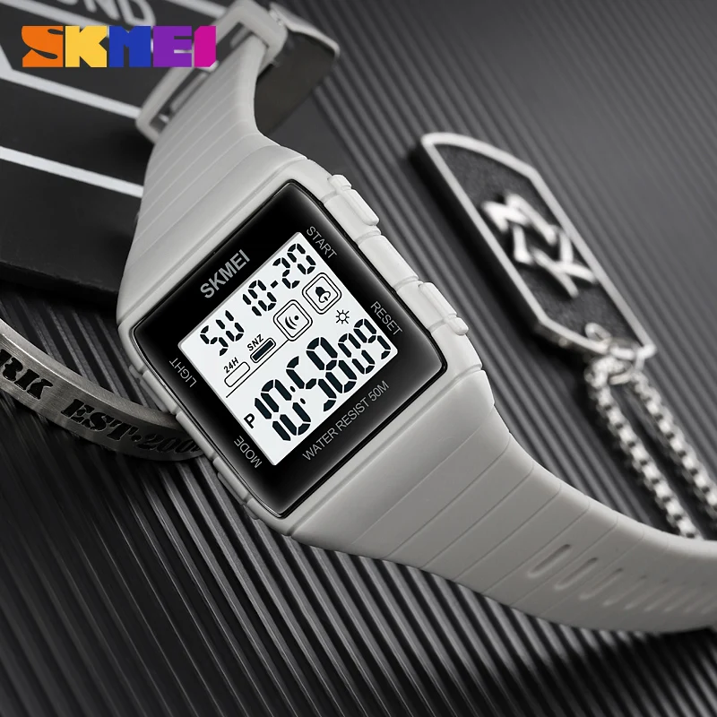 SKMEI 1960 Military Countdown Alarm Clock 5Bar Waterproof LED Light Wristwatch reloj hombre Japan Digital movement Mens Sport Wa