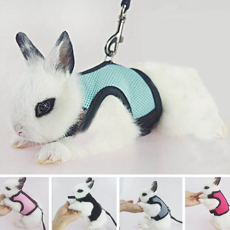 Mesh Breathable Rabbit Harness and Leash Set for Rabbits Ferrets Bunny Accessories Cat Rope Harnesses Pet Supplies arnes conejo