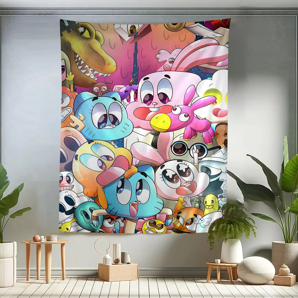 

Amazing World Cartoon G-Gumball Cartoon Tapestry Art Science Fiction Room Home Decor Art Home Decor