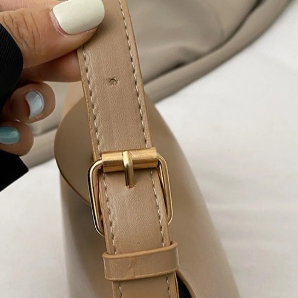 حقيبة كتف عصرية بلون سادة، حزام ناعم قابل للتعديل، حقيبة يد أنيقة، حقيبة دلو للنزهة