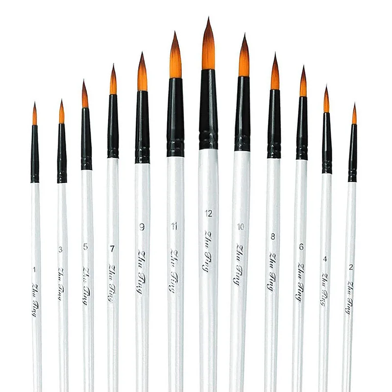 

Acrylic Paint Brushes Set 12pcs Professional Round-Pointed Tip Artist Paintbrushes for Acrylic Watercolor Oil Face Painting