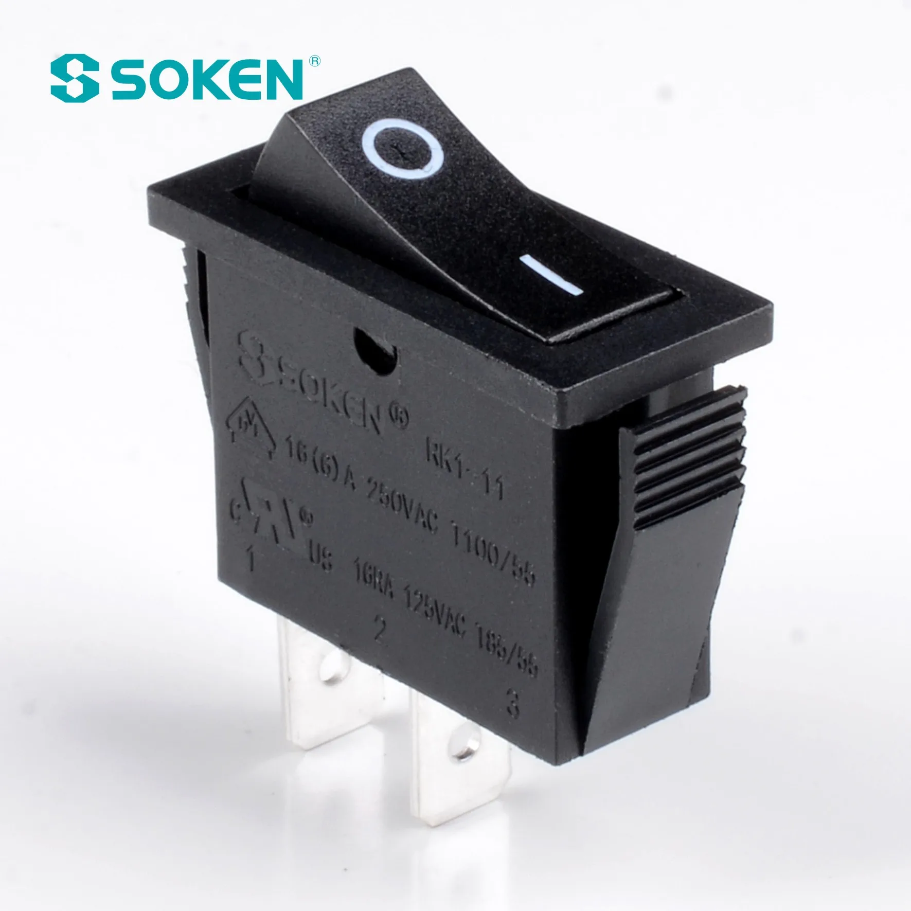 Uniteelec-Soken RK1-11 Black/Grey 2/3 Feet On-Off Button 16A 250V Durable Quality Rocker Switch