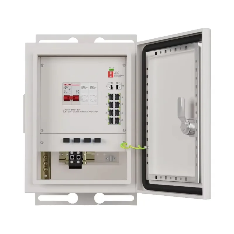 Outdoor Smart Network Box 8-Port Gigabit PoE Switch Unmanaged 2 SFP Slots 300W Power Supply  Fiber Optic Equipment