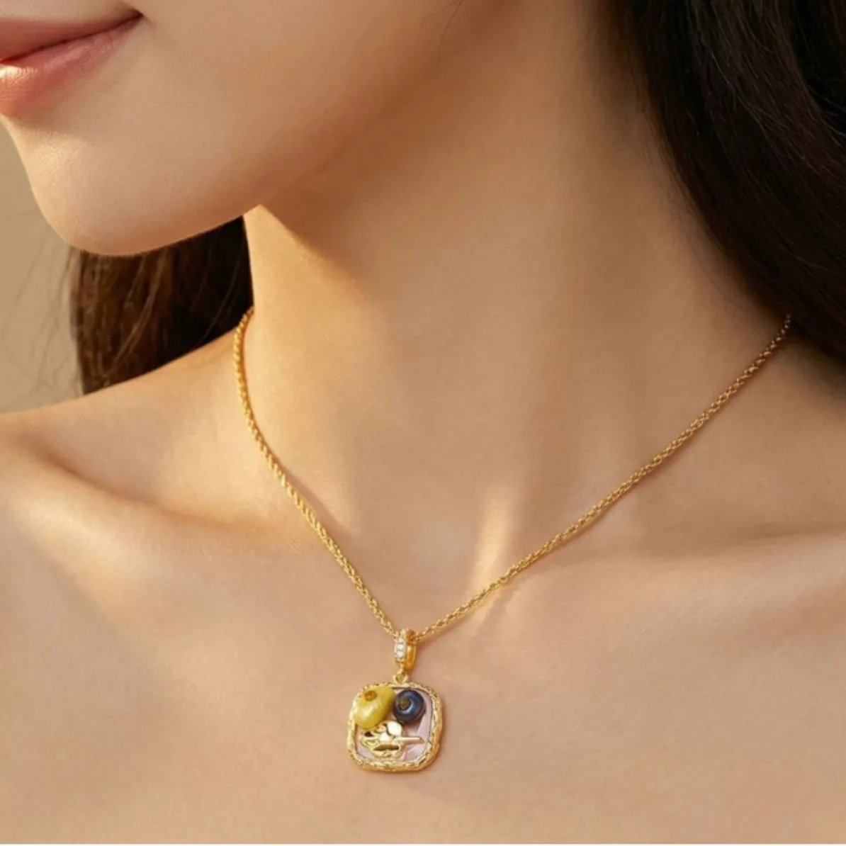 Natural freshwater pearl antique necklace Monet garden high sense fashion elegant sweater chain celebrity style stud earrings
