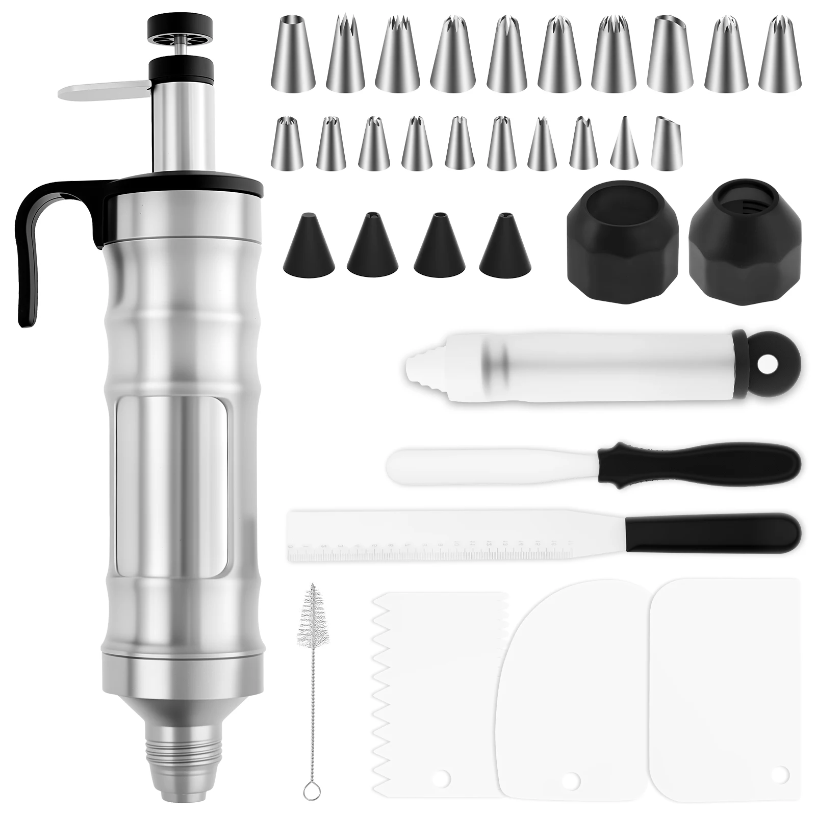Cream mounted flower gun Stainless steel is easy to clean Wear resistant multifunctional cake decoration syringe kit