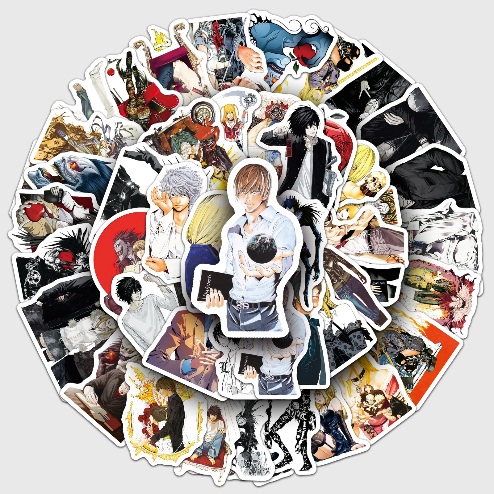 50 autocollants imperméables Death Note, décoration de figurines d'anime, personnages de dessins animés Yagami Light L pour valise, ordinateur portable, téléphone portable